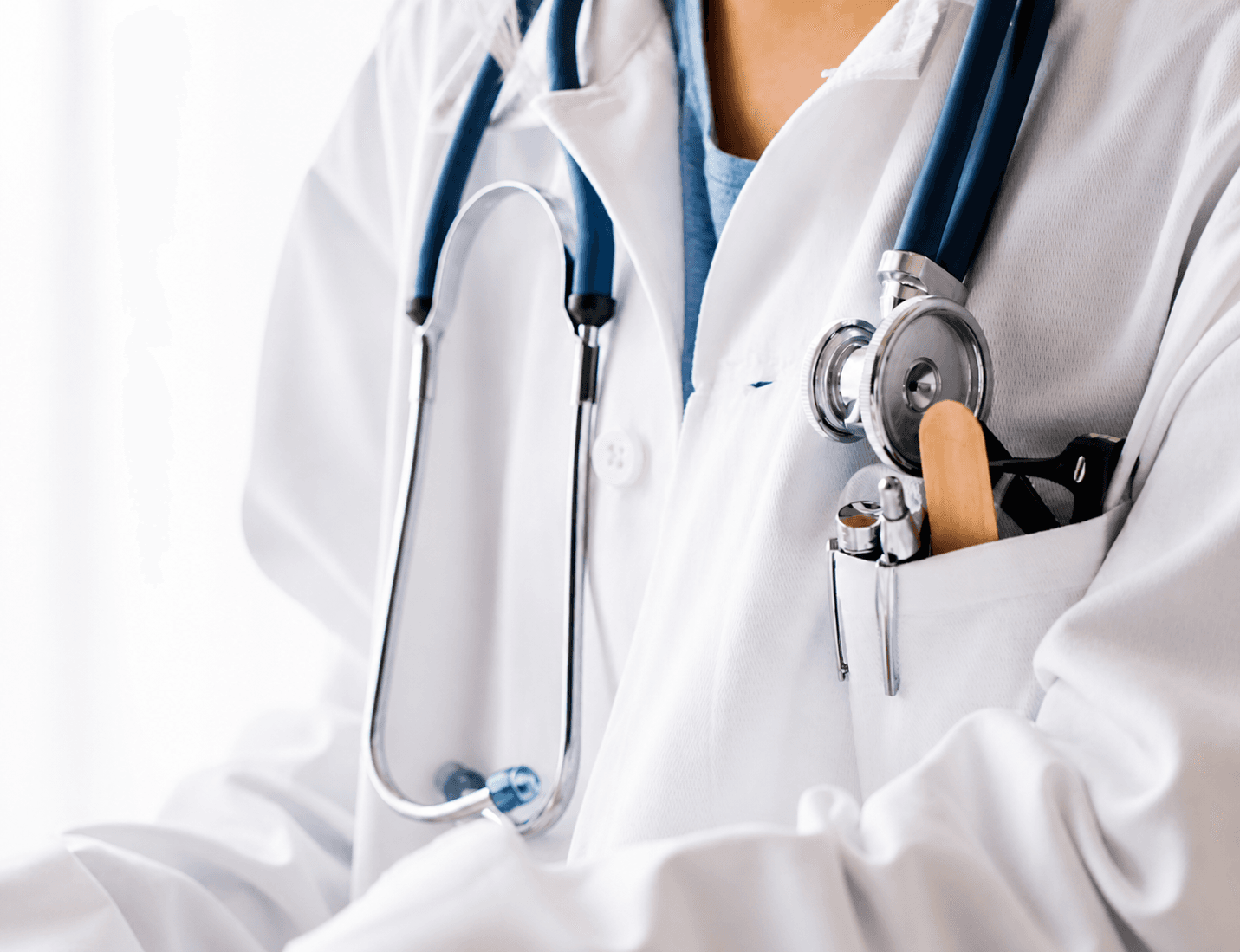 Doctor in white coat with stethoscope